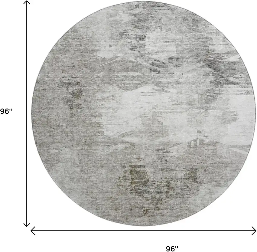 8' Beige And Ivory Abstract Washable Round Rug With UV Protection Photo 3