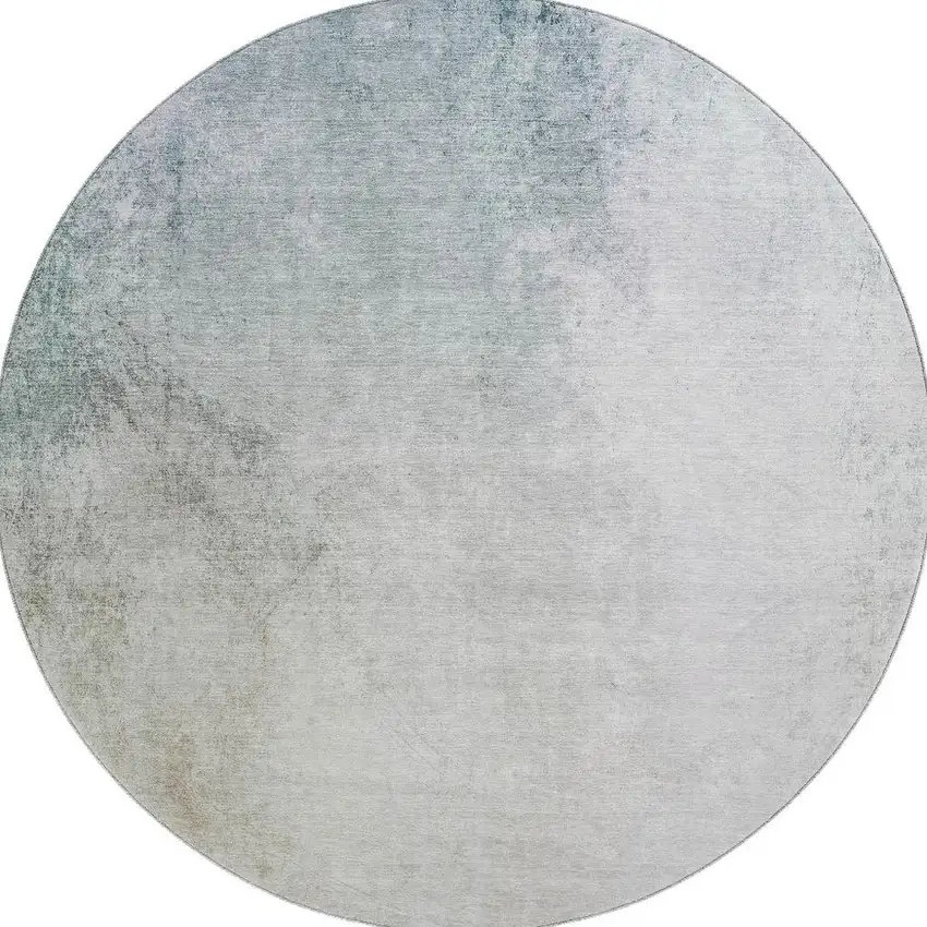8' Beige And Ivory Abstract Washable Round Rug With UV Protection Photo 4
