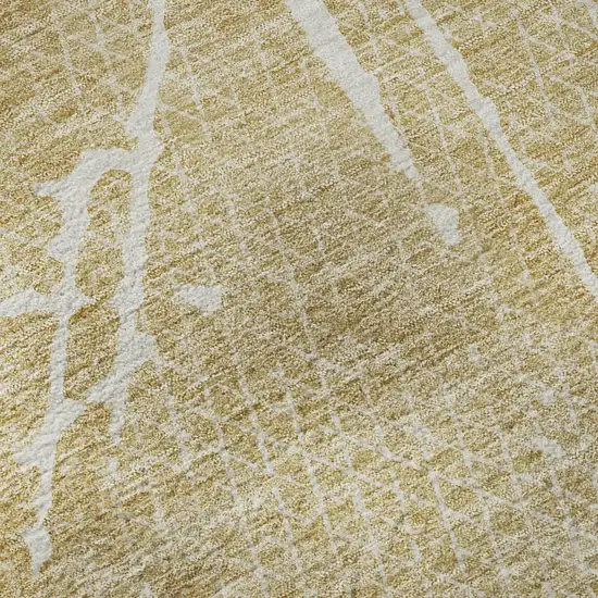 8' Beige And Ivory Abstract Washable Round Rug With UV Protection Photo 9