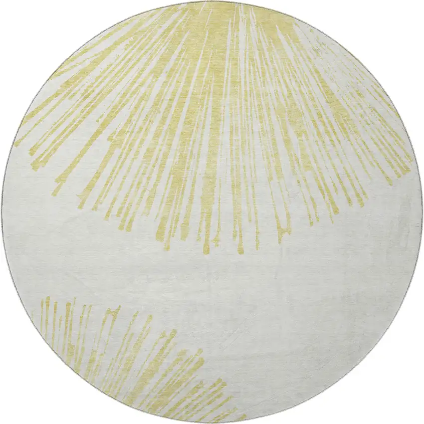 8' Beige And Ivory Abstract Washable Round Rug With UV Protection Photo 3