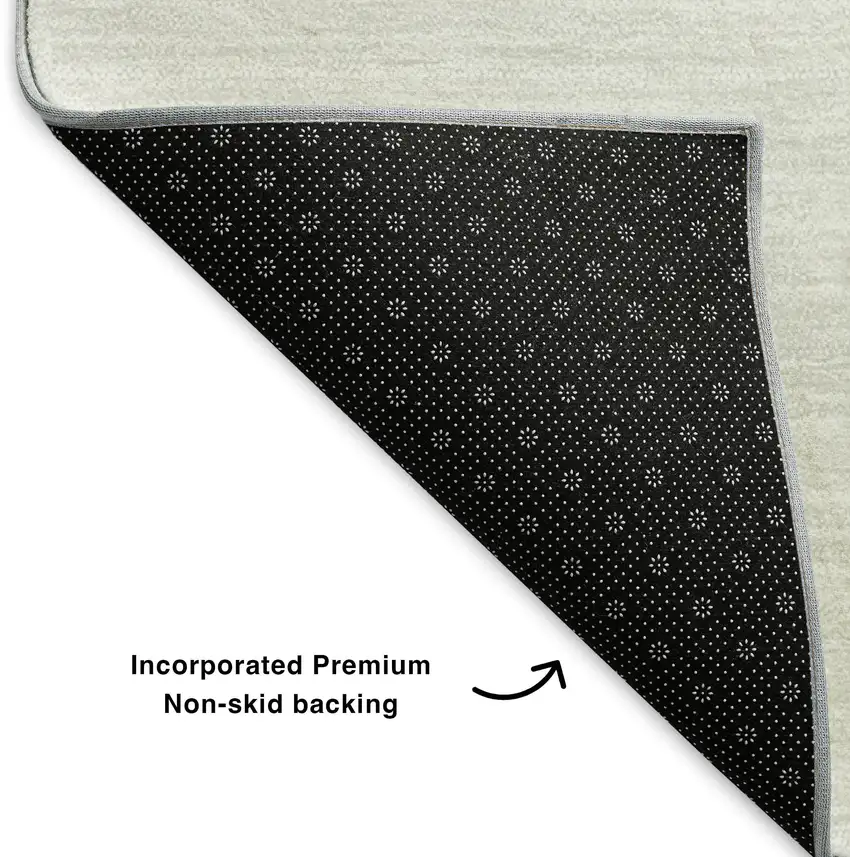 8' Beige And Ivory Abstract Washable Round Rug With UV Protection Photo 5