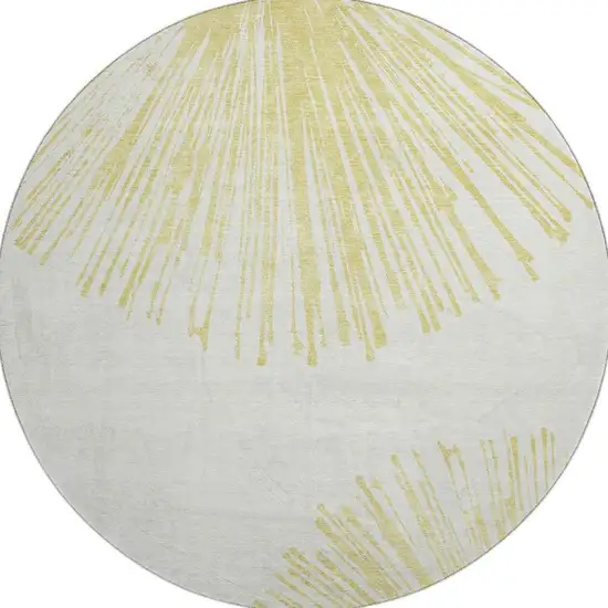 8' Beige And Ivory Abstract Washable Round Rug With UV Protection Photo 2