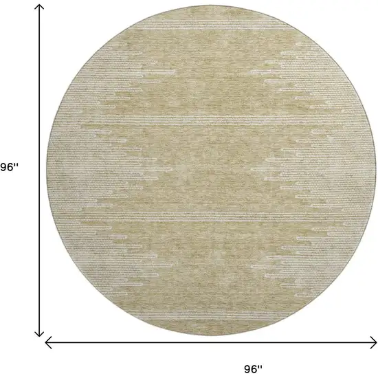 8' Beige And Ivory Abstract Washable Round Rug With UV Protection Photo 3