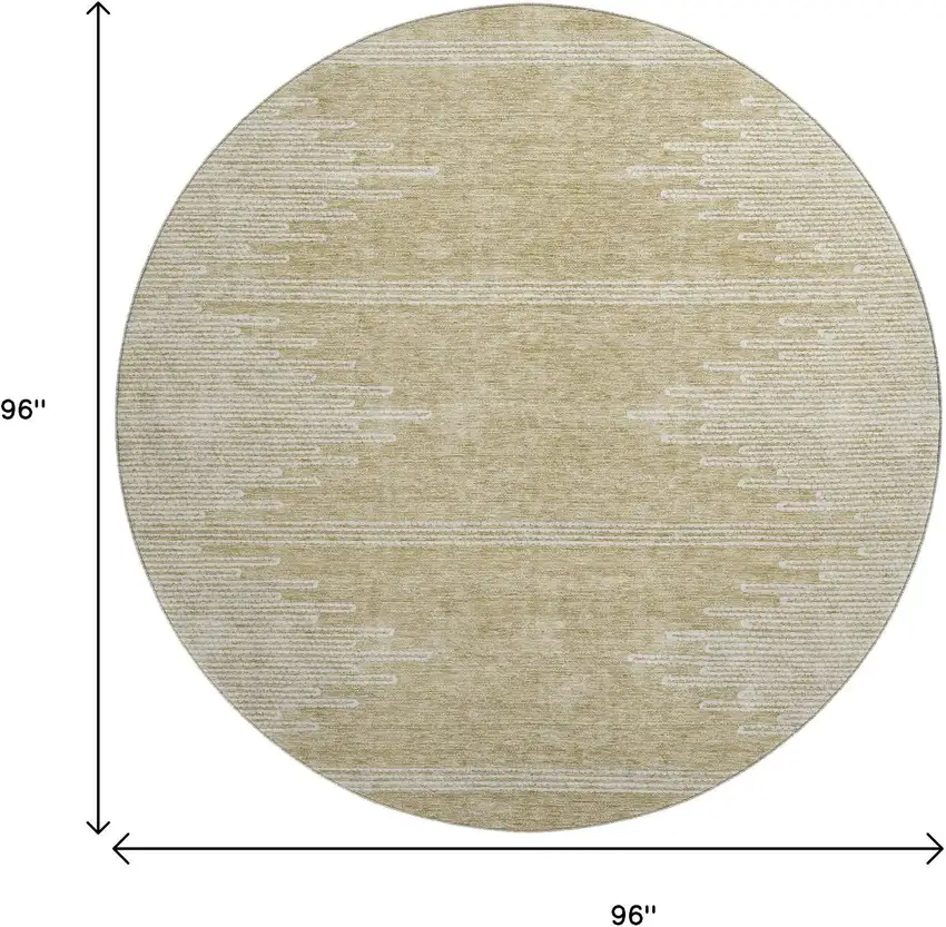 8' Beige And Ivory Abstract Washable Round Rug With UV Protection Photo 3