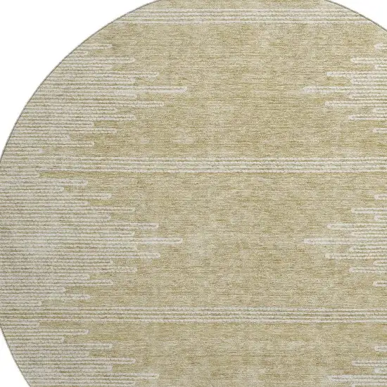 8' Beige And Ivory Abstract Washable Round Rug With UV Protection Photo 3