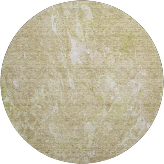 8' Beige And Ivory Abstract Washable Round Rug With UV Protection Photo 1
