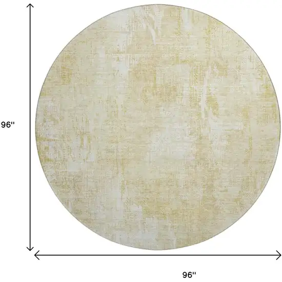 8' Beige And Ivory Abstract Washable Round Rug With UV Protection Photo 9