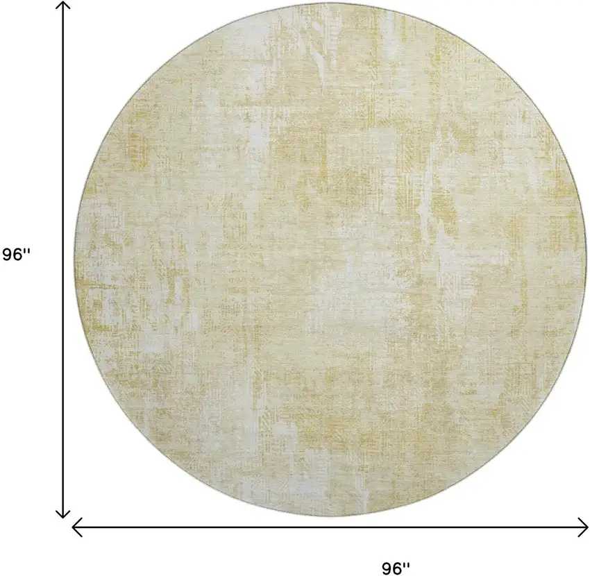 8' Beige And Ivory Abstract Washable Round Rug With UV Protection Photo 9
