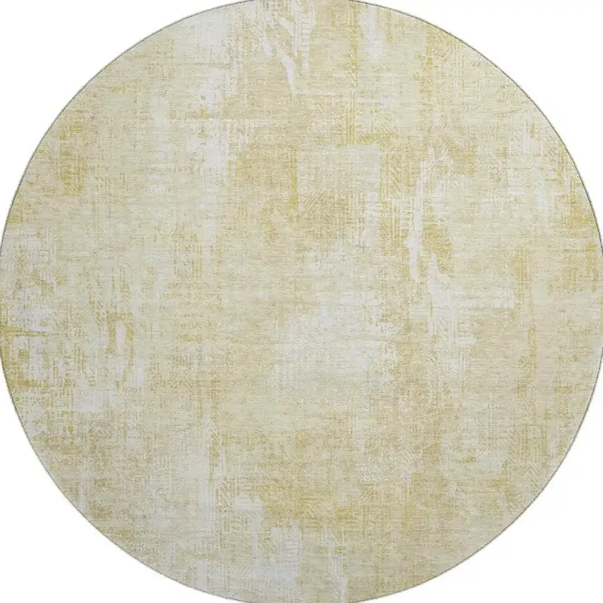 8' Beige And Ivory Abstract Washable Round Rug With UV Protection Photo 2