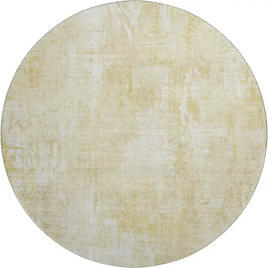 8' Beige And Ivory Abstract Washable Round Rug With UV Protection Photo 1
