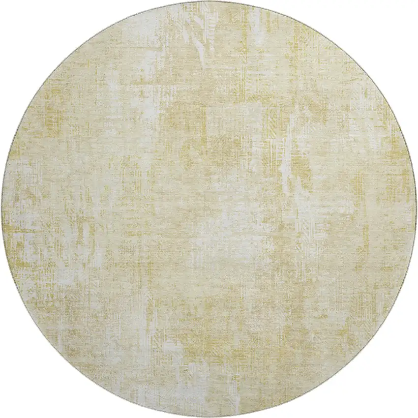 8' Beige And Ivory Abstract Washable Round Rug With UV Protection Photo 1