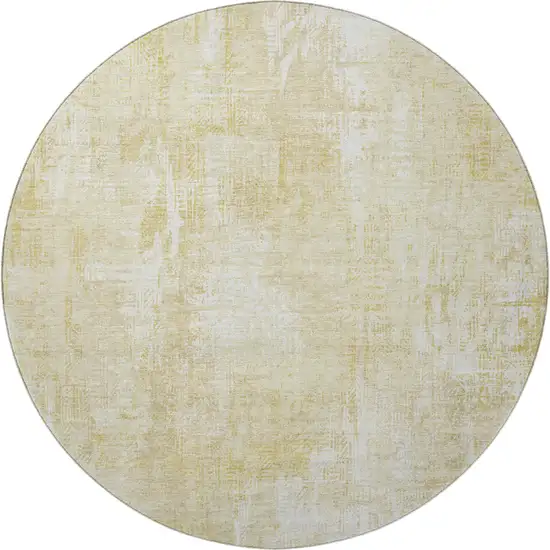 8' Beige And Ivory Abstract Washable Round Rug With UV Protection Photo 3