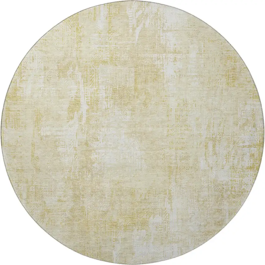 8' Beige And Ivory Abstract Washable Round Rug With UV Protection Photo 3