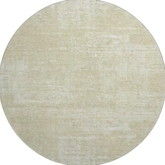 8' Beige And Ivory Abstract Washable Round Rug With UV Protection Photo 4