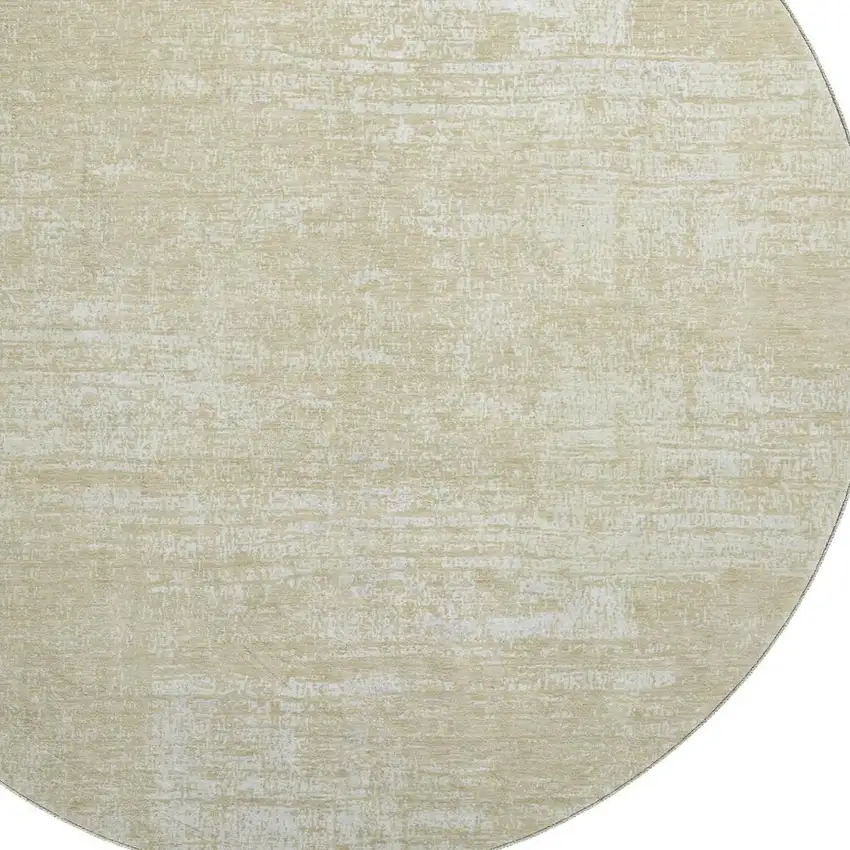 8' Beige And Ivory Abstract Washable Round Rug With UV Protection Photo 3