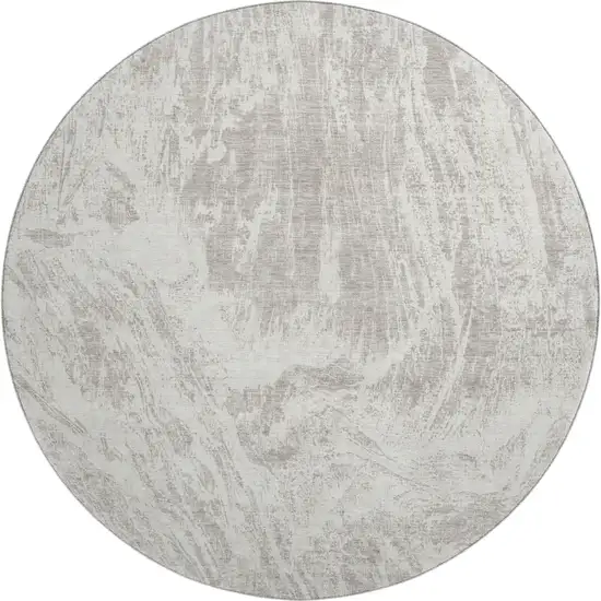 8' Beige And Ivory Abstract Washable Round Rug With UV Protection Photo 1
