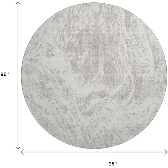 8' Beige And Ivory Abstract Washable Round Rug With UV Protection Photo 9
