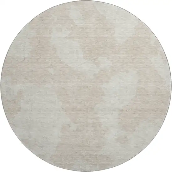 8' Beige And Ivory Abstract Washable Round Rug With UV Protection Photo 1