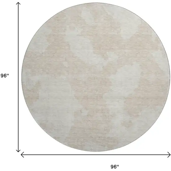 8' Beige And Ivory Abstract Washable Round Rug With UV Protection Photo 9