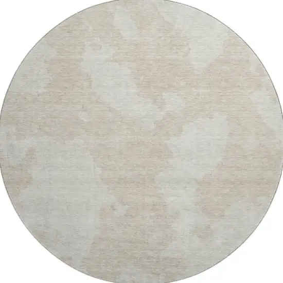 8' Beige And Ivory Abstract Washable Round Rug With UV Protection Photo 2