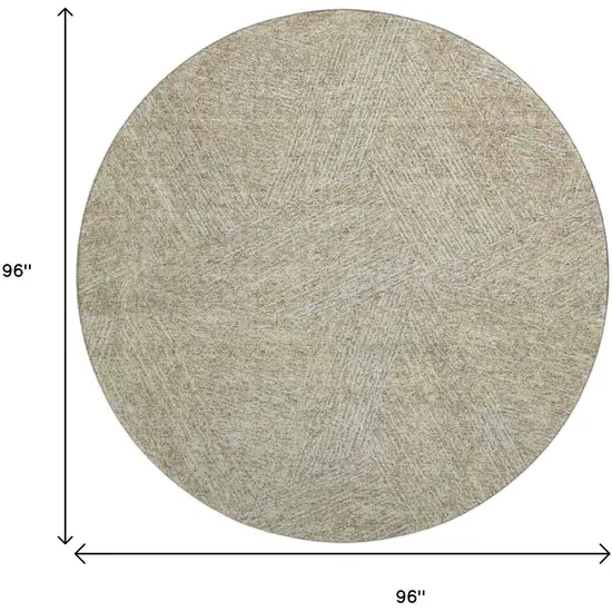 8' Beige And Ivory Abstract Washable Round Rug With UV Protection Photo 8