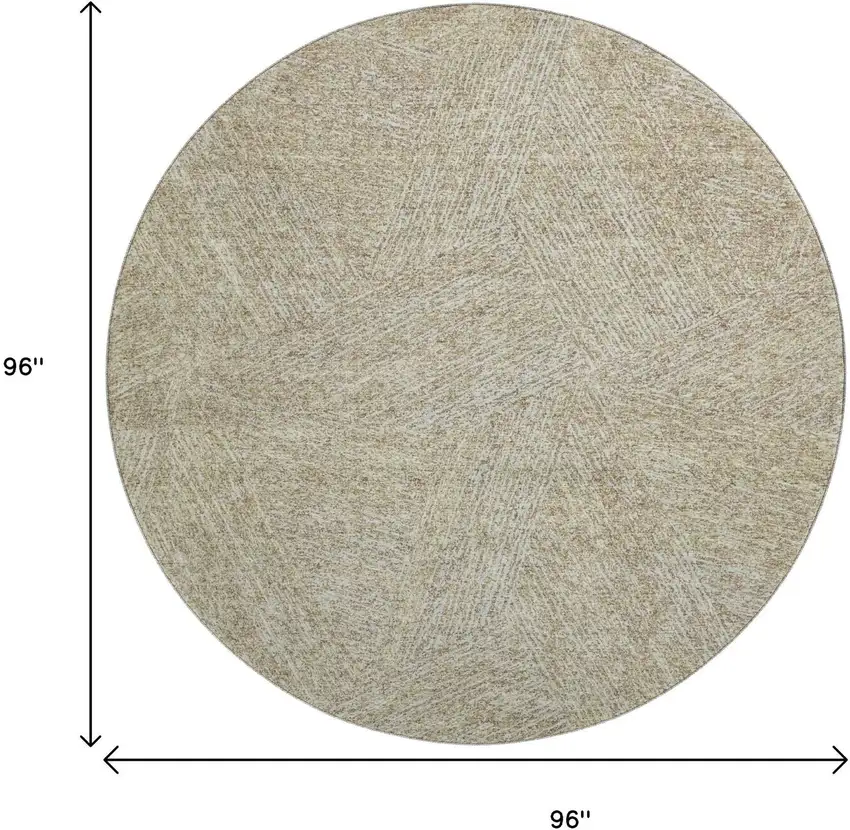 8' Beige And Ivory Abstract Washable Round Rug With UV Protection Photo 8