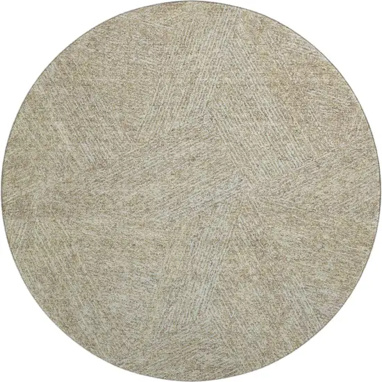8' Beige And Ivory Abstract Washable Round Rug With UV Protection Photo 1
