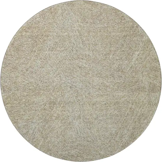 8' Beige And Ivory Abstract Washable Round Rug With UV Protection Photo 2