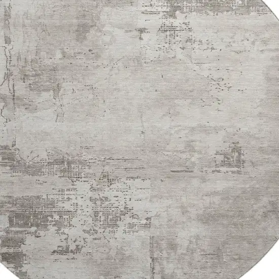 8' Beige And Ivory Abstract Washable Round Rug With UV Protection Photo 2