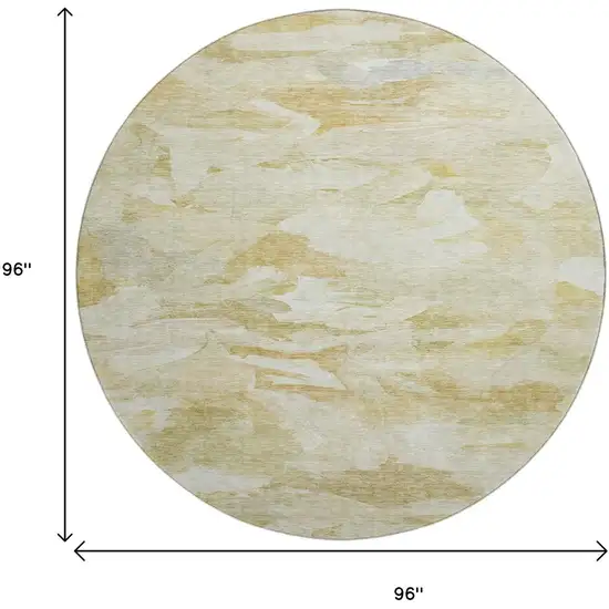 8' Beige And Ivory Abstract Washable Round Rug With UV Protection Photo 9