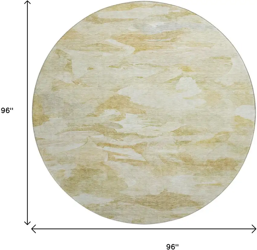 8' Beige And Ivory Abstract Washable Round Rug With UV Protection Photo 9