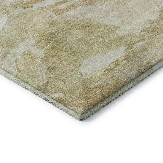 8' Beige And Ivory Abstract Washable Round Rug With UV Protection Photo 6