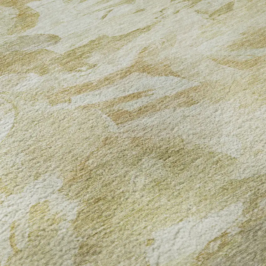 8' Beige And Ivory Abstract Washable Round Rug With UV Protection Photo 8