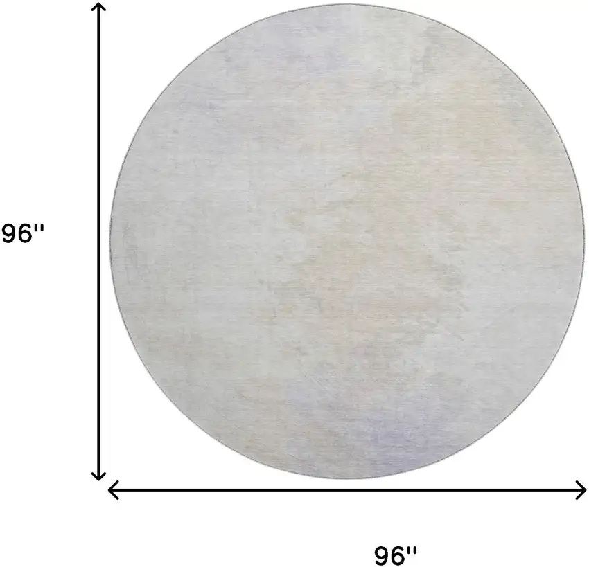 8' Beige And Ivory Abstract Washable Round Rug With UV Protection Photo 9