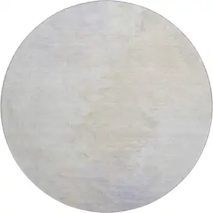 Photo of 8' Beige And Ivory Abstract Washable Round Rug With UV Protection