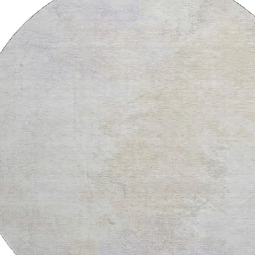 8' Beige And Ivory Abstract Washable Round Rug With UV Protection Photo 2