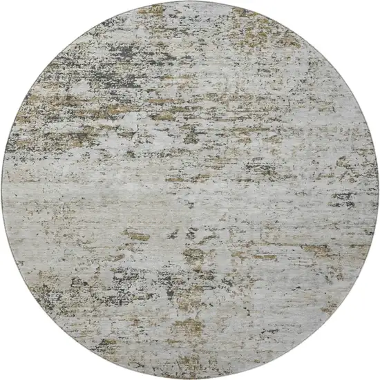 8' Beige And Ivory Abstract Washable Round Rug With UV Protection Photo 2