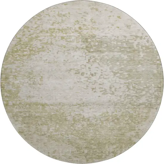 8' Beige And Ivory Abstract Washable Round Rug With UV Protection Photo 1