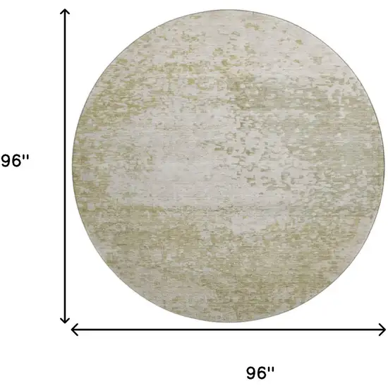 8' Beige And Ivory Abstract Washable Round Rug With UV Protection Photo 9