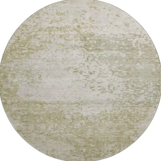 8' Beige And Ivory Abstract Washable Round Rug With UV Protection Photo 3