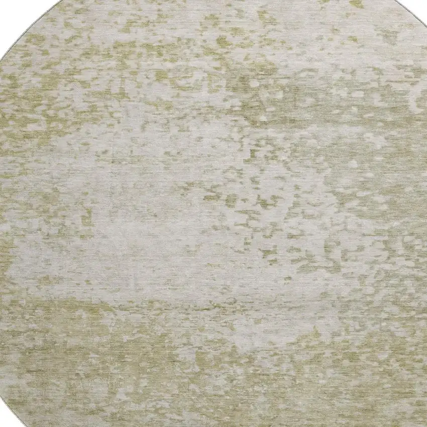 8' Beige And Ivory Abstract Washable Round Rug With UV Protection Photo 2