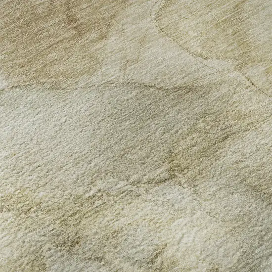 8' Beige And Ivory Abstract Washable Round Rug With UV Protection Photo 7