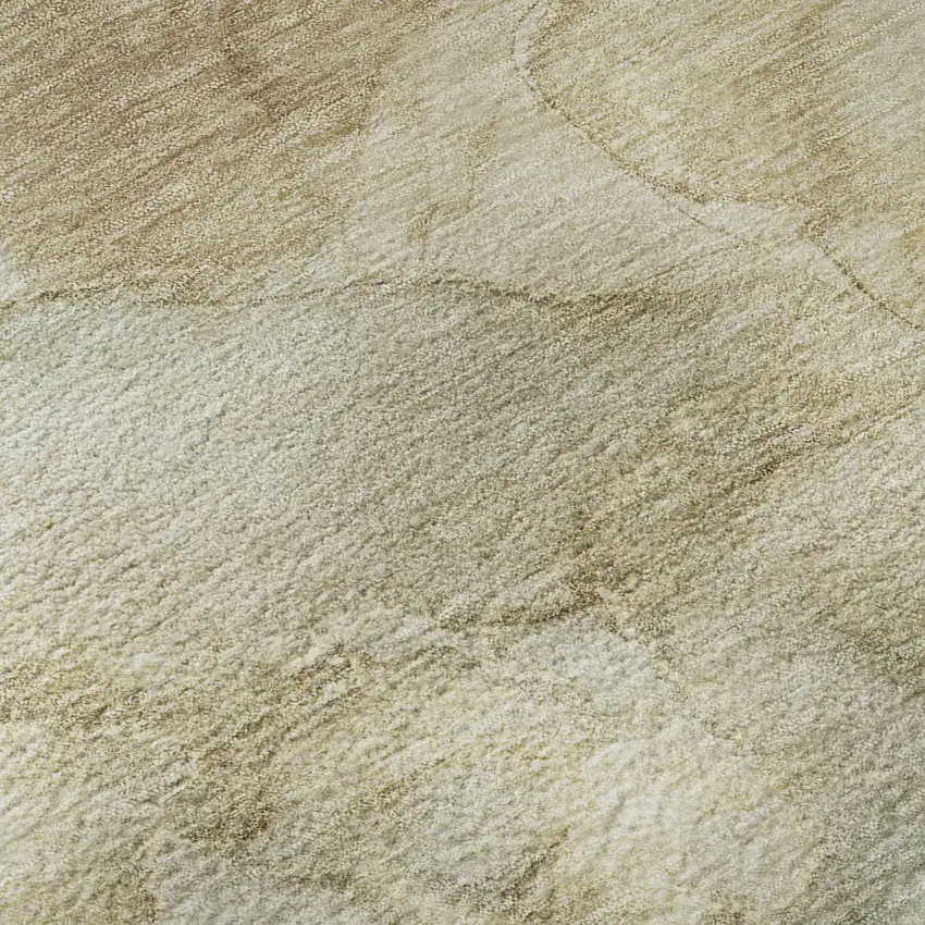 8' Beige And Ivory Abstract Washable Round Rug With UV Protection Photo 7