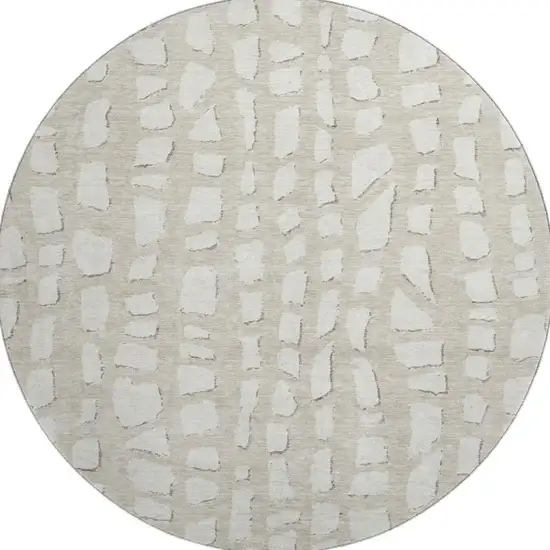 8' Beige And Ivory Cobblestone Washable Round Rug With UV Protection Photo 4