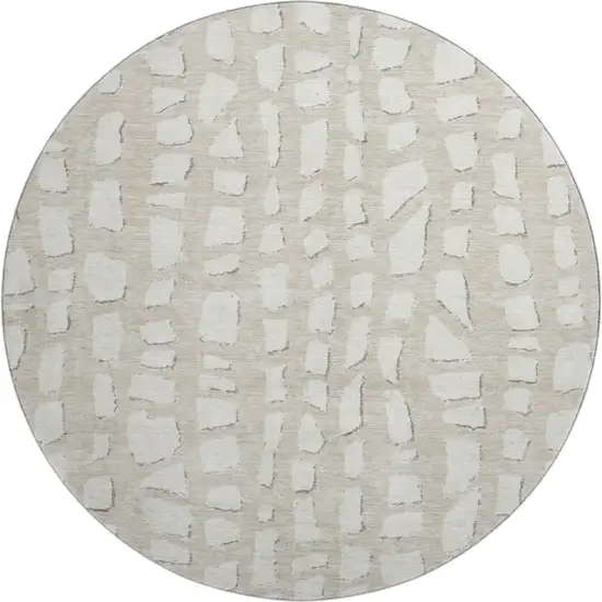8' Beige And Ivory Cobblestone Washable Round Rug With UV Protection Photo 1