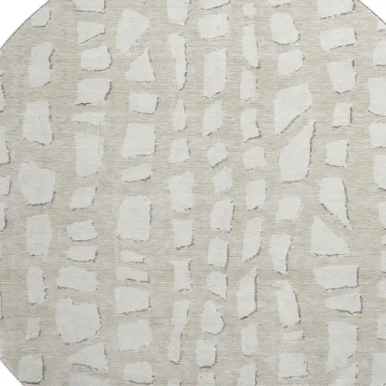 8' Beige And Ivory Cobblestone Washable Round Rug With UV Protection Photo 3