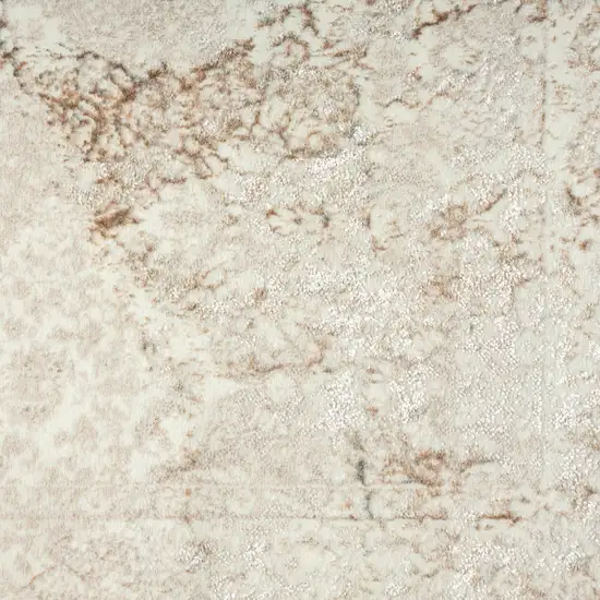 8' Beige And Ivory Damask Runner Rug Photo 9