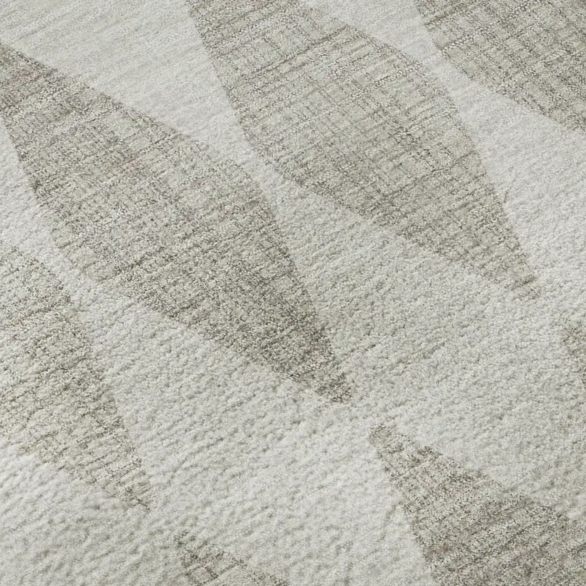 8' Beige And Ivory Diamond Washable Round Rug With UV Protection Photo 9