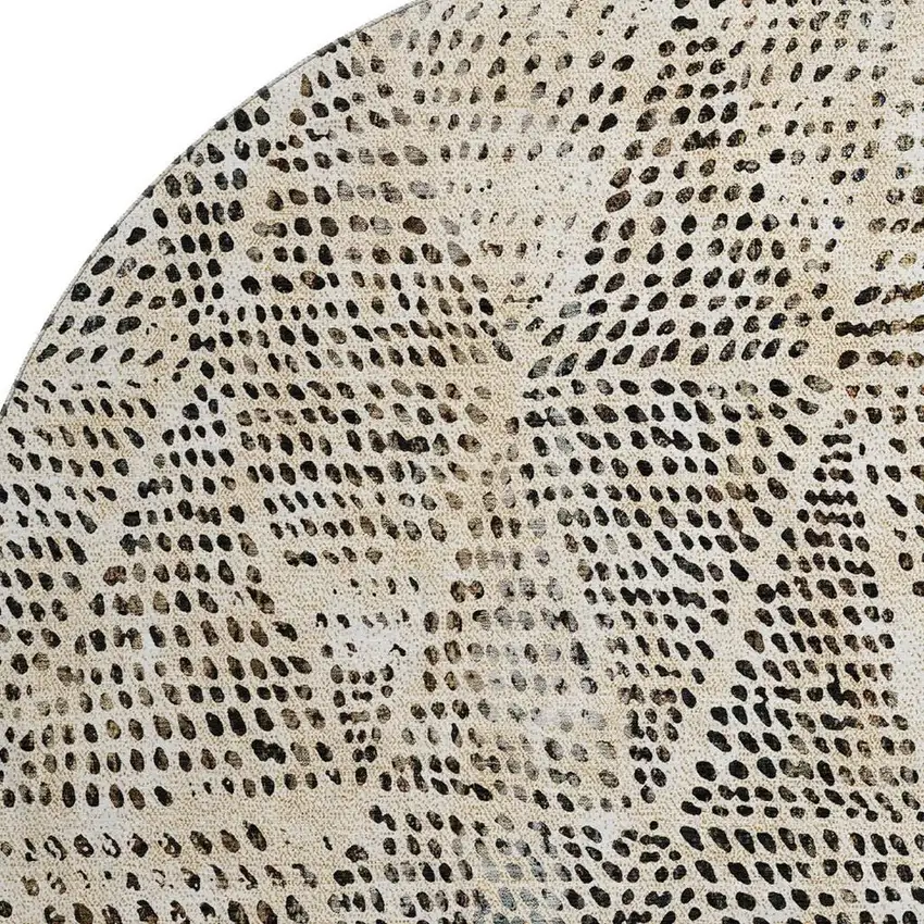 8' Beige And Ivory Diamond Washable Round Rug With UV Protection Photo 3