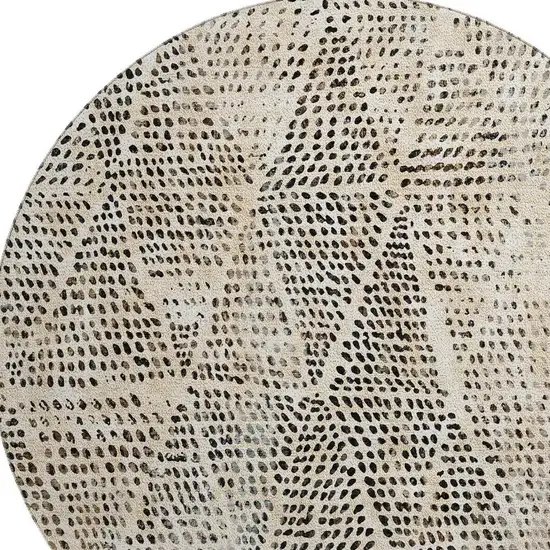8' Beige And Ivory Diamond Washable Round Rug With UV Protection Photo 4